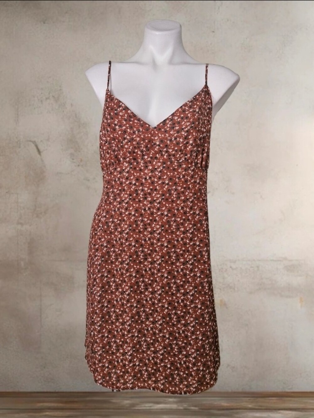 Blush Bj Rust Floral Slip Dress with Spaghetti Straps 2XL